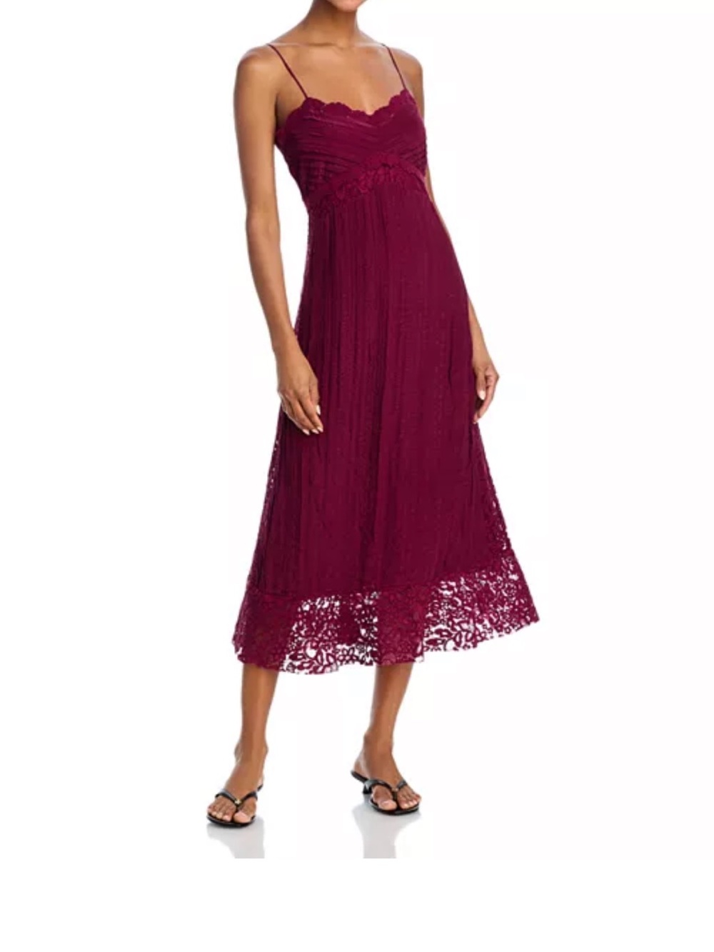 FARM Rio Lace-Trim Midi Dress